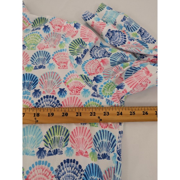 Talbots Woman 1X Quarter Zip Pullover Top Pink Blue Seashell Coastal Knit Cotton - Picture 5 of 7
